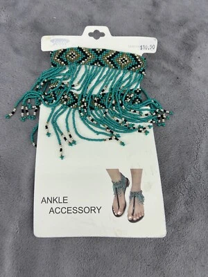 Icon Collection Ankle Accessory Turquoise Colored Jeweled Summer Beach Accessory - Image 1 of 3
