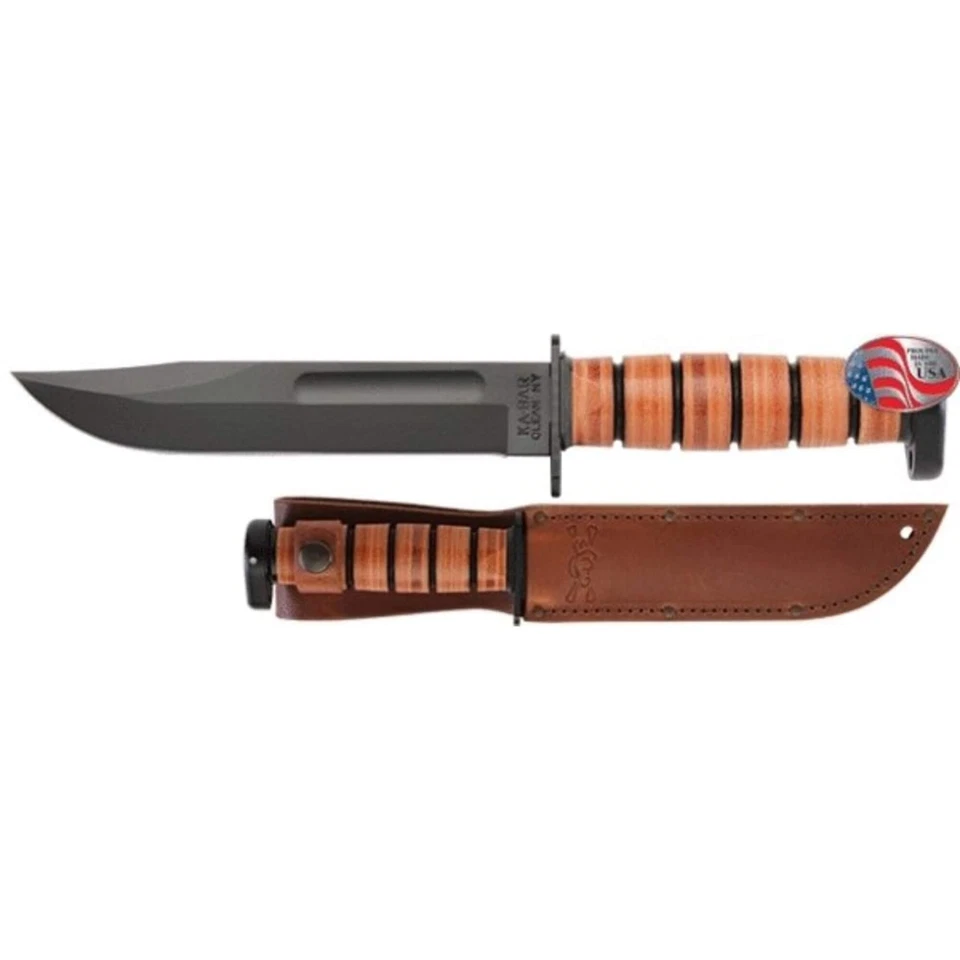 KA-BAR Cuchillo Cabeza de Perro Utilidad Cuero Mango Clip Punta Hoja, 12 Pulgadas 1317 Foto 1 de 1