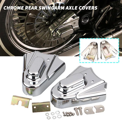 Chrome Rear Swingarm Axle Covers Fit For Harley Fatboy FLSTF Heritage Softail - Image 1 of 4