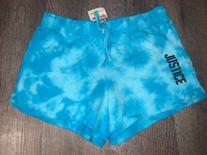 Justice sz 12 blue logo tie Dye shorts NWT - Picture 1 of 3