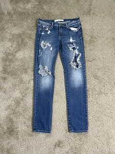Abercrombie & Fitch Brett  blue distressed jeans women size 28x31 cotton spandex - Picture 1 of 7
