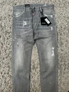 100% AUTÉNTICO. JEANS DENIM DSQUARED COOL GUY GRIS DESGASTADO TALLA 48 NP 600 € ¡NUEVOS!! - Imagen 1 de 4