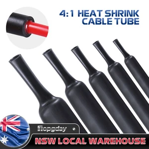 Advance Large 4:1 Black Heat Shrink Tube Cord Cable Sleeves Insulation Tubing - Picture 1 of 11