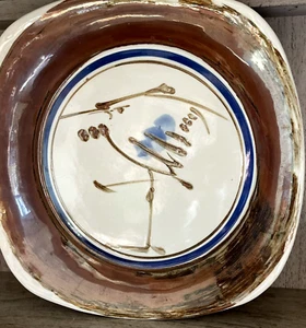 Vtg Dansk Heron Crane Bird Stoneware Serving Platter Handpainted Japan - Picture 1 of 7