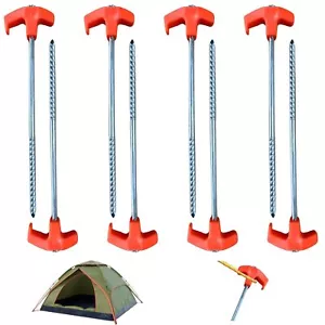 8" Tent Stakes Heavy Duty Metal Threaded Tent Spikes Ground stakes Tent Pegs ... - Picture 1 of 7