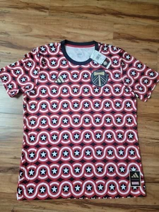 Adidas Portland Timbers Marvel Captain America Pre Match Jersey Mens XL Red Blue - Picture 1 of 6