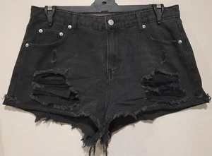 DOTTI Black Ripped Denim Shorts Size 16 - Picture 1 of 1
