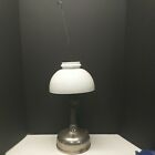 ANTIQUE BRASS COLEMAN QUICK-LITE TABLE LAMP WITH MILK GLASS SHADE