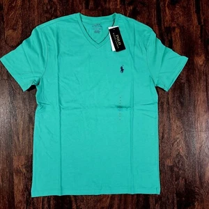 Polo Ralph Lauren Men's T-Shirt Sz S V-Neck Short Sleeve Cotton Green - Picture 1 of 12