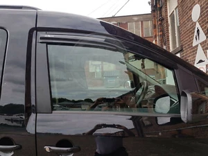 WIND RAIN SMOKE DEFLECTORS VISORS VW CADDY VAN & MAXI 2004-2020 EXTERNAL FIT - Picture 1 of 9