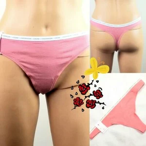 CALVIN KLEIN CK ONE THONG DAMEN BAUMWOLLE PANTY WEISS LOGO TAILLE PINK Gr. XL   - Bild 1 von 12