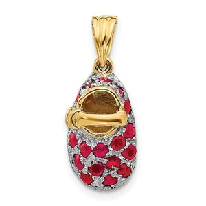 14K Yellow Gold And Ruby Baby Shoe Charm - Picture 1 of 6