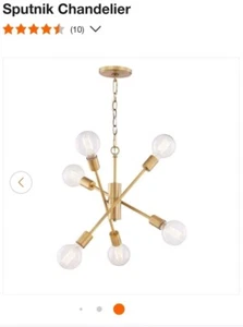 Home Decorations Collection 26" 6-Light Sputnik Pendant Aged Brass Light Fixture - Picture 1 of 4