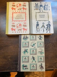 Vintage collection of 3 Childrens stories Swiss Family Robinson, Treasure Island - Picture 1 of 8