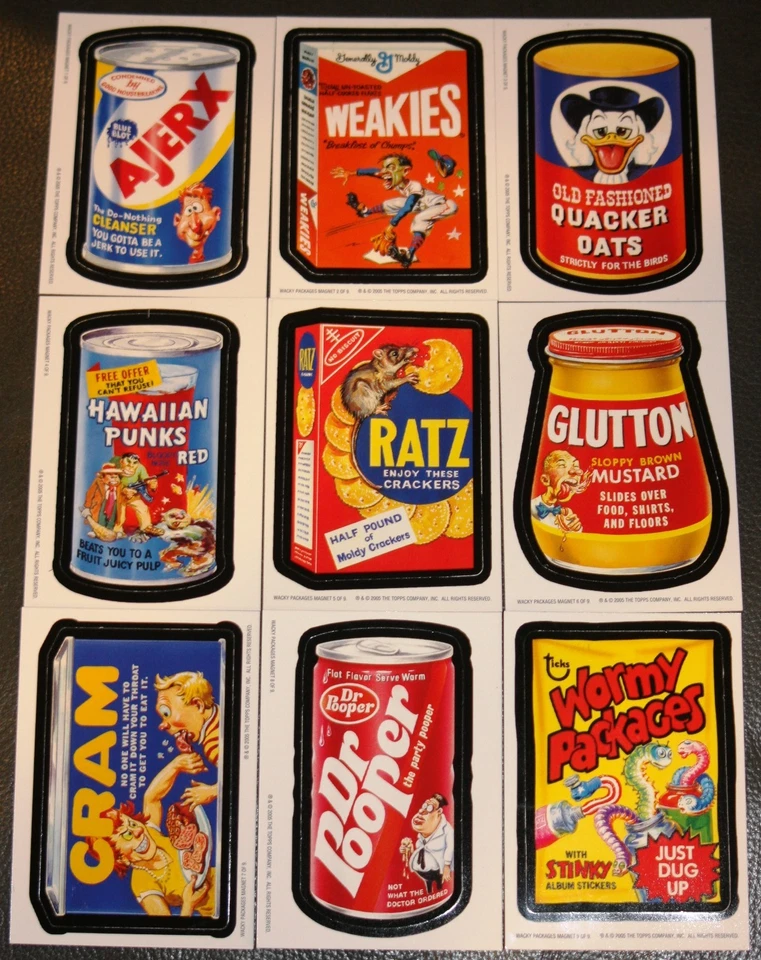 2005 WACKY PACKAGES ANS2 COMPLETE MAGNET SET OF 9/9 AJERX WEAKIES CRAM RATZ RARE - Image 1 of 1