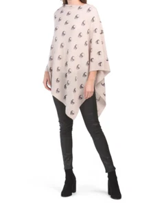 NEW 360 Cashmere Skull Cashmere Geraldine Poncho Scarf Shawl Wrap Light Pink - Foto 1 di 2