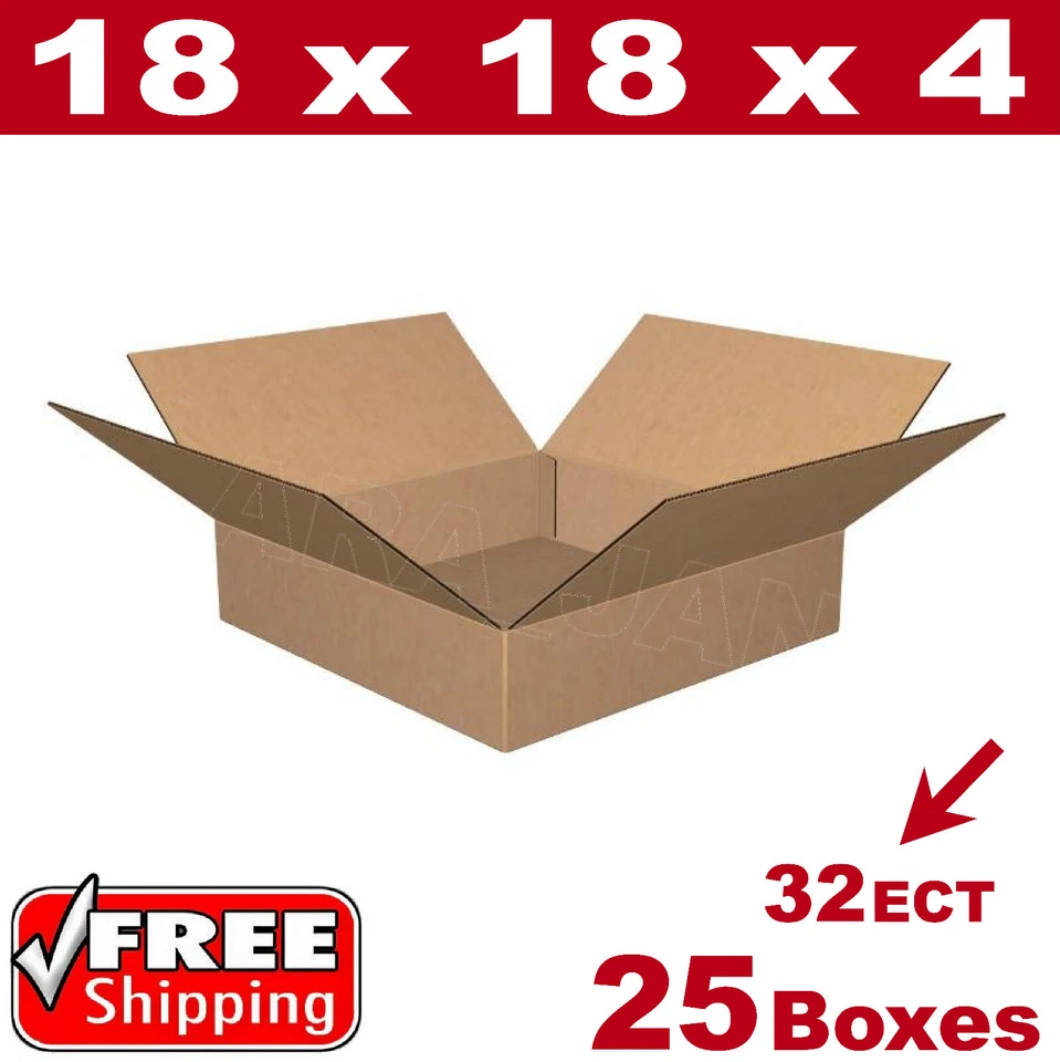 25 - 18x18x4 Cardboard Boxes Mailing Packing Shipping Box Corrugated Carton - Image 1 of 1