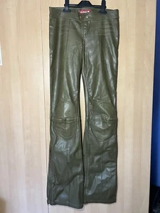Khaki Faux Leather Biker Trousers - Picture 1 of 4
