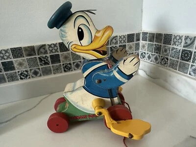 Juguete de madera Fisher Price Pato Donald de colección #765 años 50 RARO coleccionable Foto 1 de 4