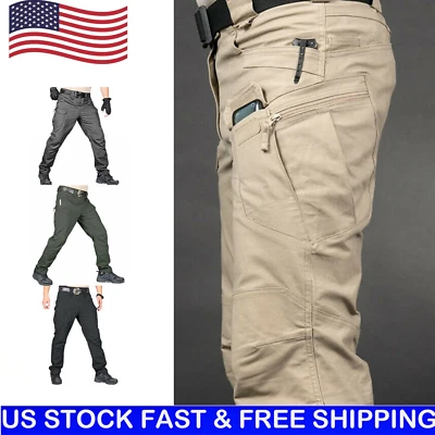 Mens Cargo Pants Tactical Waterproof Work Pants Outdoor  Hiking Combat Trousers - Image 1 of 4