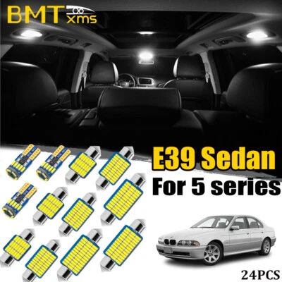 Kit de paquete de 24 bombillas LED blancas luces interiores para BMW Serie 5 E39 Sedán Foto 1 de 4