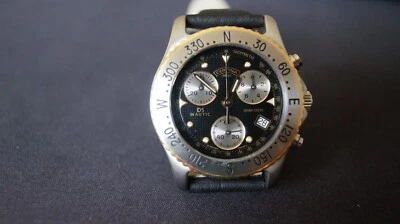 Certina DS Nautic quartz chronograph date @4 black silver gold watch 39mm - image 1 of 4