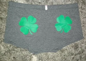 NeW Vs cotton boyshort Panty Size small dark grey shamrock graphics  - Picture 1 of 2
