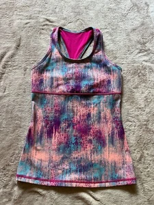 Ivivva Women’s Tank Top Open Back Blue/Pink Built in Bra Size Xs - Picture 1 of 8