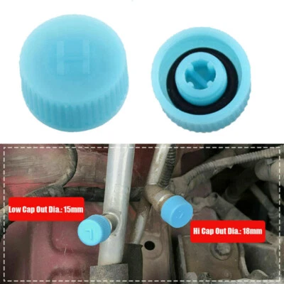 2x High & Low Pressure AC A/C System Valve Cap Air Conditioning Service Caps Kit - Image 1 of 4