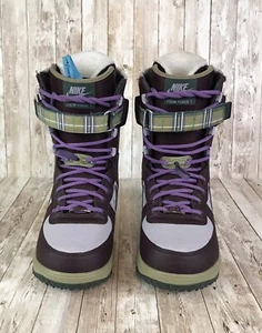 NIKE Zoom Force 1 Womens 9 Snowboarding Boots Mahogany Olive Plaid 09 334842-231 - Picture 1 of 10