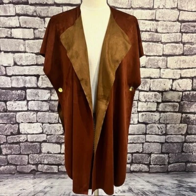 Chico's Brown Suede Like Fabric Cape One Size 100% Polyester - Image 1 of 4