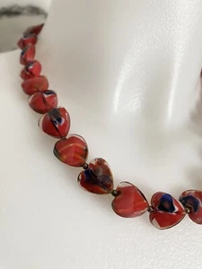 π COLLANA COLLIER GIROCOLLO VINTAGE RESINA CUORE - Foto 1 di 4