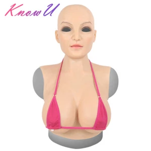 KnowU maske Silikon-Kopf bedeckung mit großen Brust formen D/E-Cup-Kreuz kleid - Picture 1 of 14