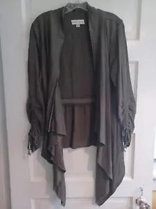 Knox Rose lightweight olive jacket M waterfall open front layer casual Lagenlook - Picture 1 of 8