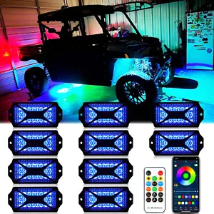10 Pod RGB LED Rock Light Underbody Underglow Lamp For Polaris RZR PRO R/Turbo-R - Picture 1 of 14