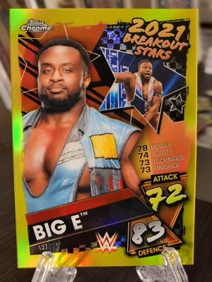 2021 Topps Chrome WWE Slam Attax /99 Yellow Refractor Big E Breakout Stars #127 - Image 1 of 3