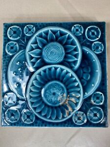 victorian A E Tile Co 6" sq tile antique blue aesthetic movement free  shipping