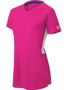 Jersey Mizuno Girls Comp Ss cuello en V, rosa impactante, talla M - Imagen 1 de 10