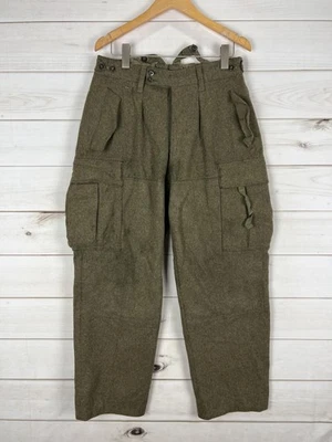 Vintage German Bundeswehr Wool Field Pants Mens Small Olive Cargo Germany 60s - Image 1 of 4
