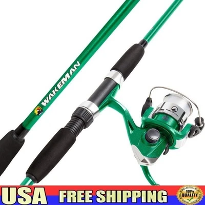 Fishing Rod & Reel Combo Spinning Gear Bass Trout Great Kids Lightweight Durable - Image 1 of 4