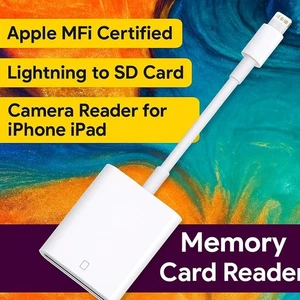 Apple Mfi Certificato Lightning a Scheda SD Lettore Fotocamera per Iphone Ipad, Memoria  - Foto 1 di 8