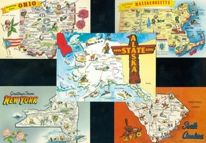 20 POSTCARDS - 20 DIFFERENT STATE MAPS - U,S, - Picture 1 of 4