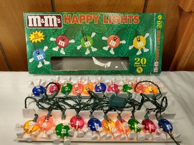 Vintage M&M Happy Lights String Lights 20 M&M Bulb Covers Christmas 1990s  - Image 1 of 4