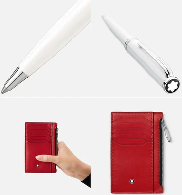 SELLADO - Montblanc 135484 PIX Blanco y Soporte de Bolsillo 8cc Rojo OEM Juego de Caja Foto 1 de 4