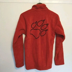 XS Jack Wolfskin Orange Fleece 1/4 Zip Thick NANUK Logo Jacket Mens Small Red - Picture 1 of 22