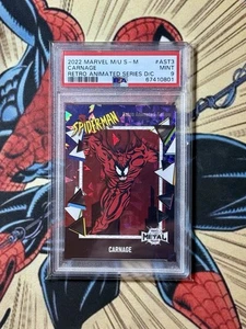 2022 Marvel Spider-Man Metal #AST3 Carnage Retro Animated PSA 9 Pop 1 - Picture 1 of 1