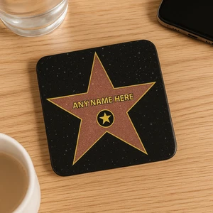 Personalised Hollywood Star Dye Sub Coaster: Custom Name Celebrity Gift - Picture 1 of 7