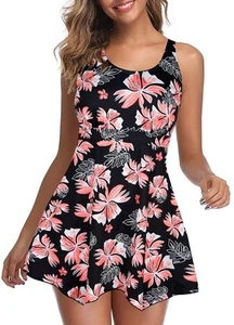 One Piece Black Swimsuits for Women Tummy Control Swimsuit High Waist Floral ... - Picture 1 of 6