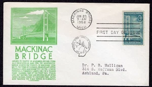 1958 Mackinac Bridge Dedication (Scott 1109) - Green Anderson FDC TD351 - Picture 1 of 1