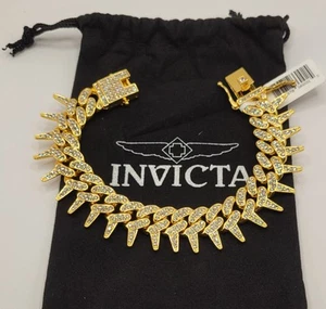Brand New Invicta Elements Men's Iced out Cuban Chain Bracelet, Gold (80856 - Picture 1 of 4